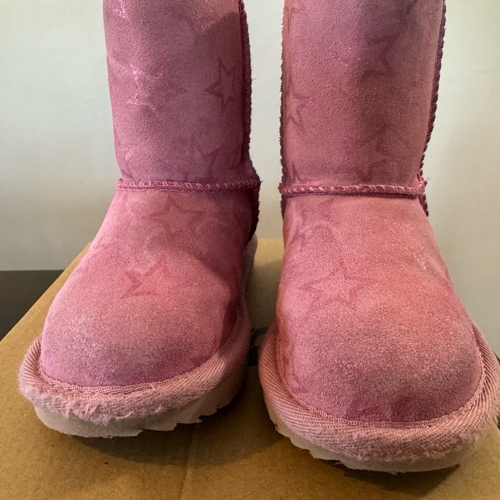 UGG Pink Classic II Iridescent Stars Suede Kids Boots
